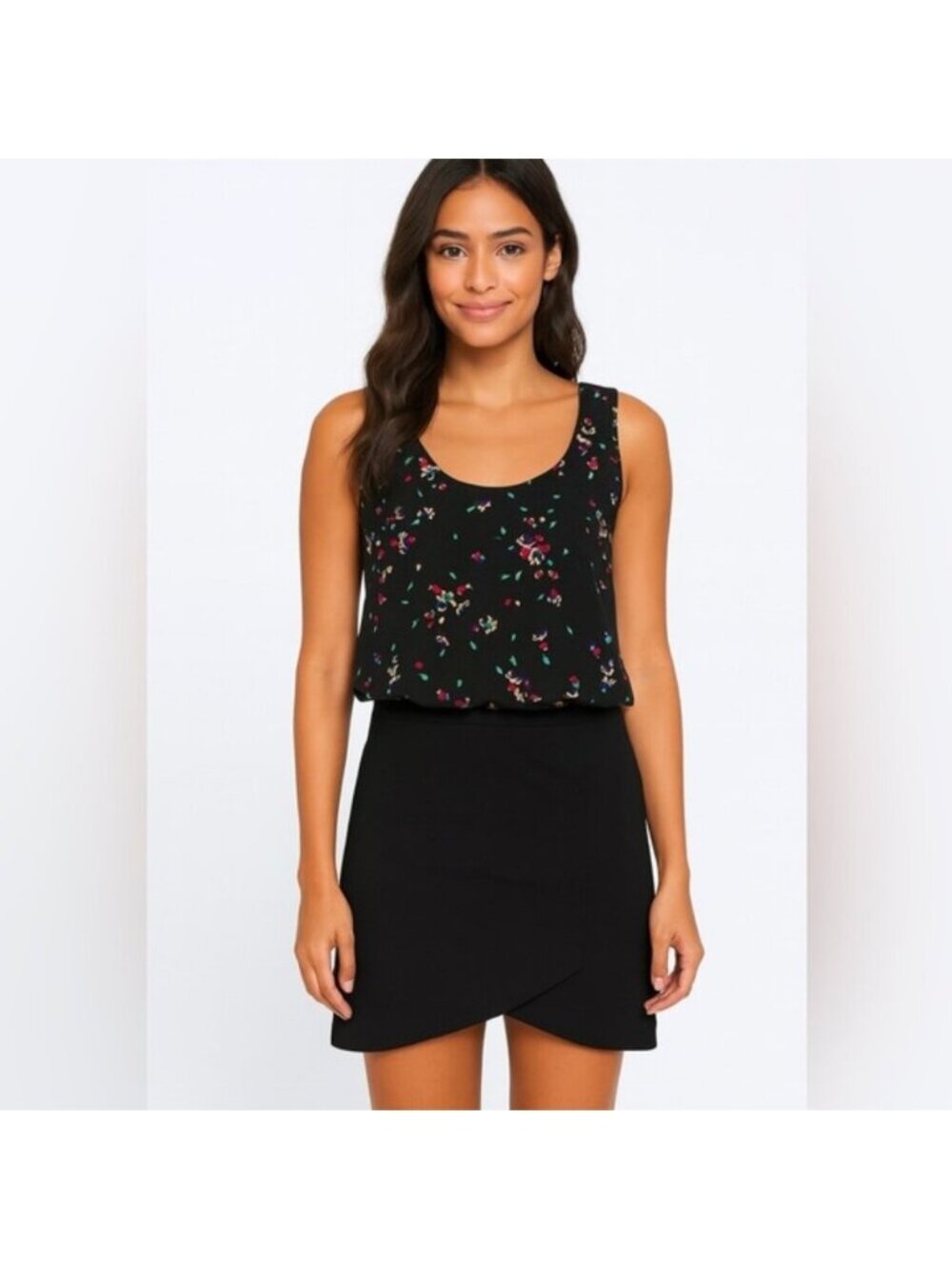 Sezane Women's Black Floral Sleeveless Mini Dress Size 36